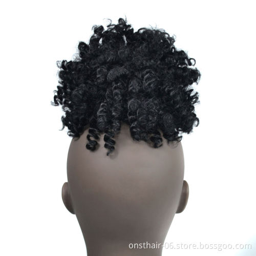 MYZYR Chorliss Kinky Curl Synthetic Chignon With Bangs Blonde Synthetic Short Afro Kinky Hair Bun Drawstring Clip In Chignon